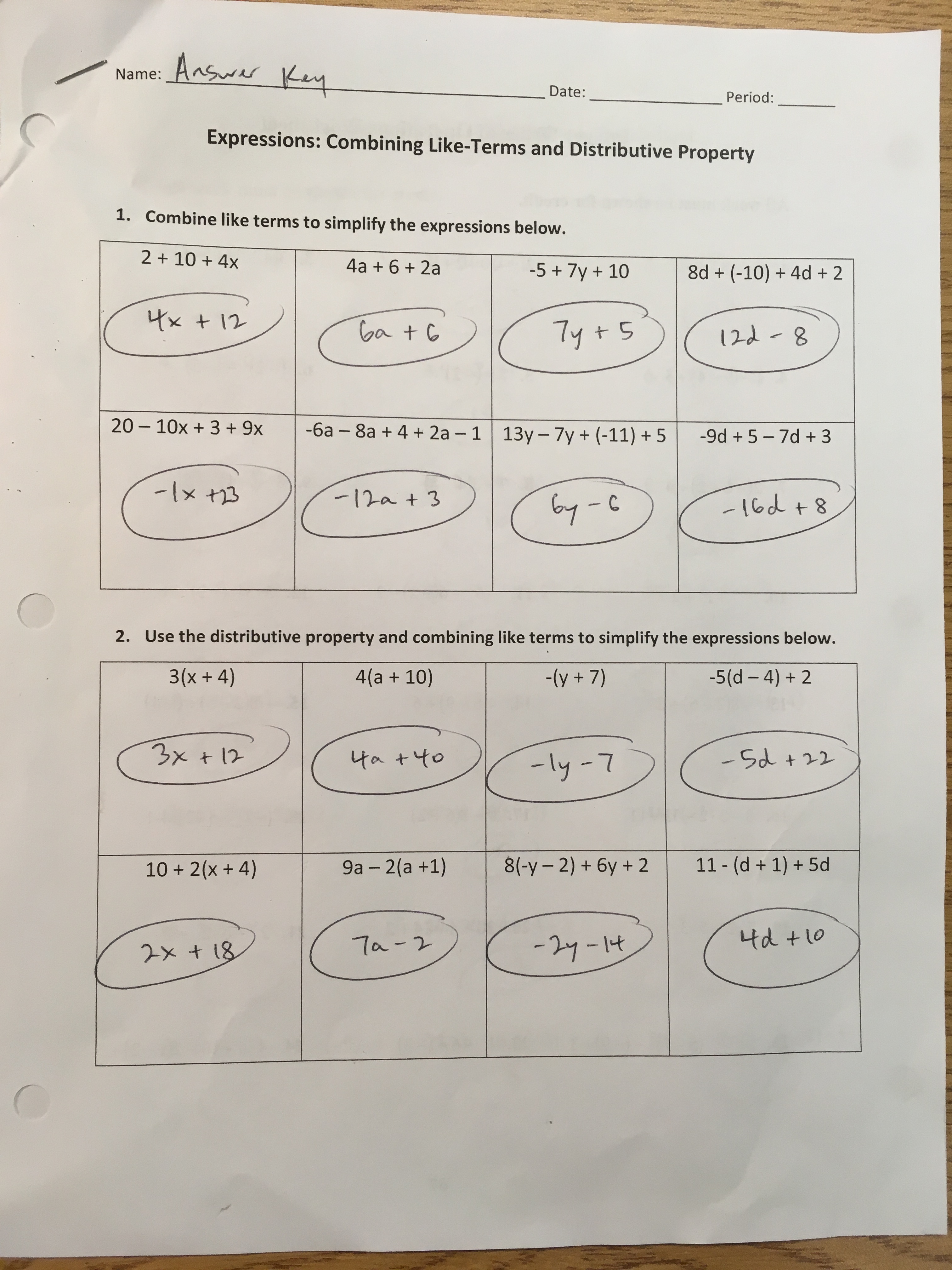 Integers review answers